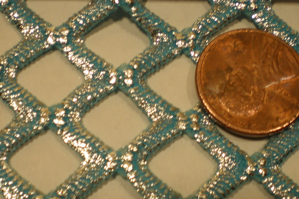 8.Turquiose-Silver Diamond Hole Metallic Mesh